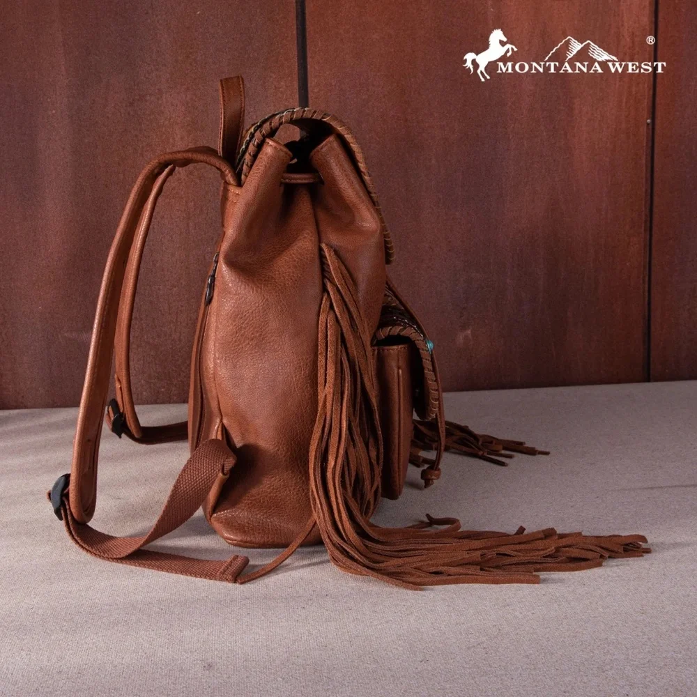 Montana West Floral Embroidered Collection Backpack Brown
